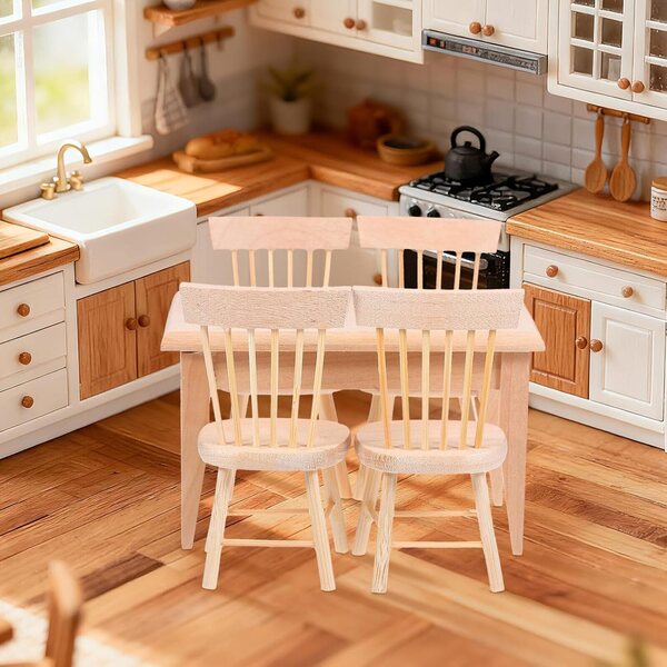 Set Miniature Tavolo e Sedie per Casa delle Bambole UPKOCH con Dettagli Realistici