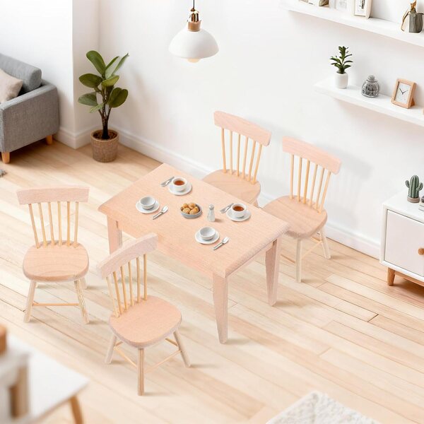 Set Miniature Tavolo e Sedie per Casa delle Bambole UPKOCH con Dettagli Realistici