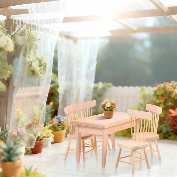 Set Miniature Tavolo e Sedie per Casa delle Bambole UPKOCH con Dettagli Realistici