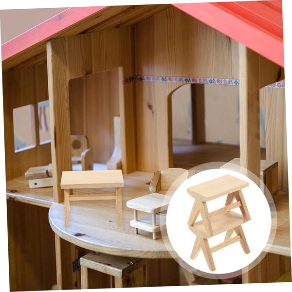 UPKOCH Set 2 Mini Tabouret in Legno per Casa delle Bambole, Arredo Decorativo