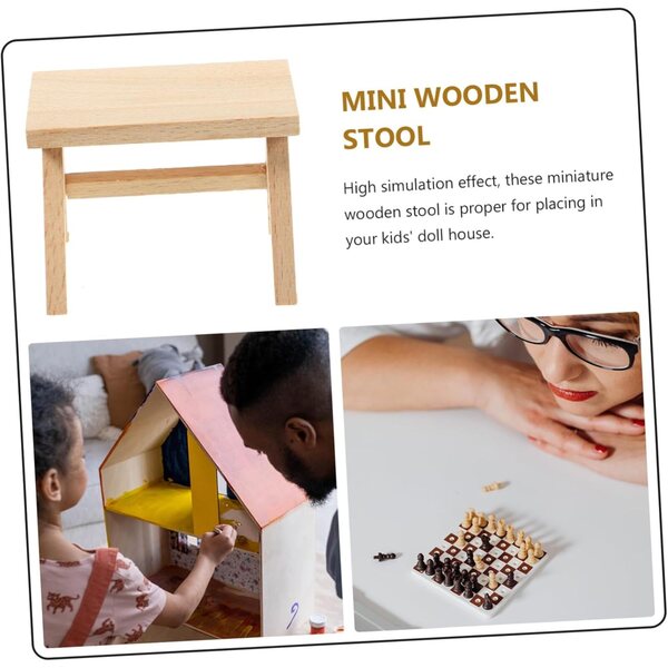 UPKOCH Set 2 Mini Tabouret in Legno per Casa delle Bambole, Arredo Decorativo