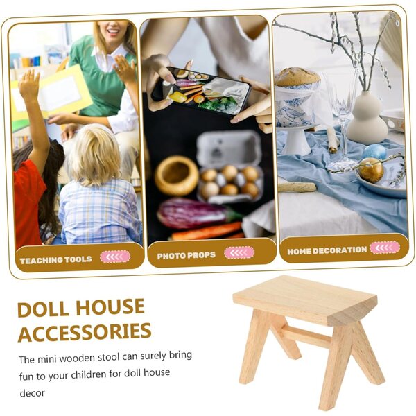 UPKOCH Set 2 Mini Tabouret in Legno per Casa delle Bambole, Arredo Decorativo