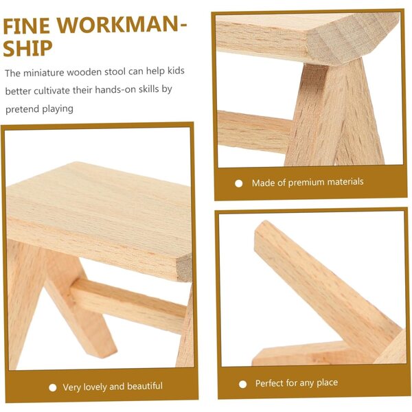 UPKOCH Set 2 Mini Tabouret in Legno per Casa delle Bambole, Arredo Decorativo