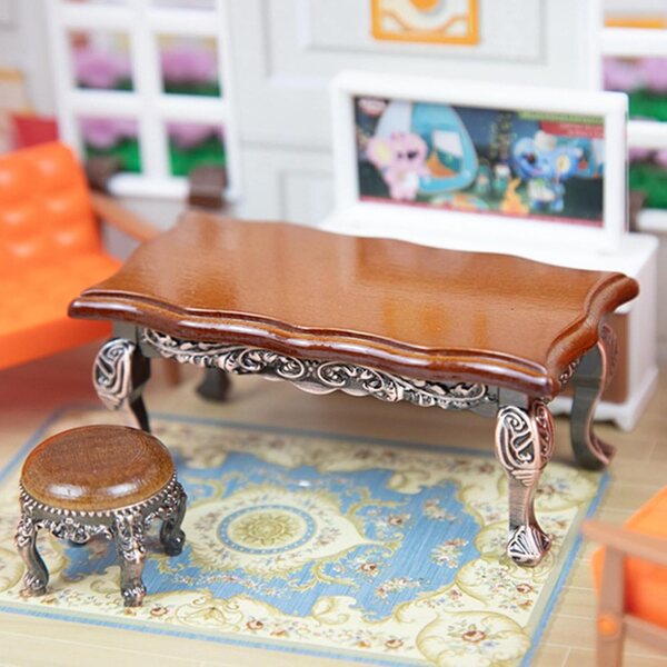 Table Basse Miniatura 1/12 in Legno per Case di Bambola - Design Realistico e Creativo