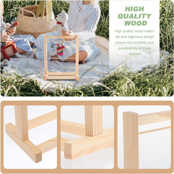 BESPORTBLE Appendiabiti in Legno per Bambole, Scaffale Doppio Strato Organizer Armadio