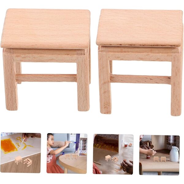 UPKOCH Set 2 Mini Sedie in Legno per Casa delle Bambole, Accessori Decorativi Versatili