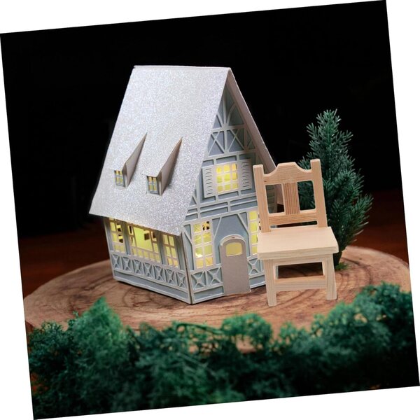 2-teiliges Miniatur-Set: Holzstuhl und Bank für Puppenhaus