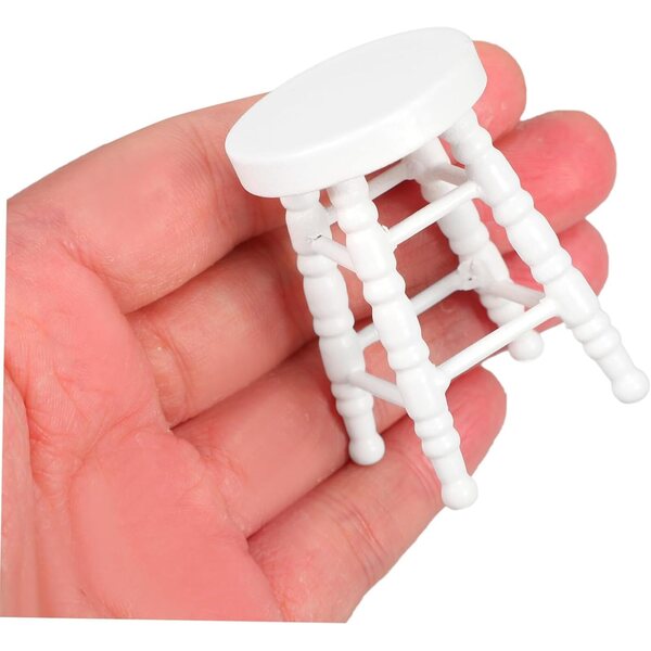Tabouret Miniature Robusto per Casa delle Bambole 4,8x3,8x3,8 cm - Colore Bianco