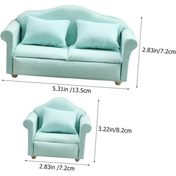 UPKOCH Set Mini Mobili per Casa delle Bambole 1/12 Tessuto Verde Scuro 3 Pezzi