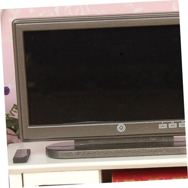 Mini TV Simulata con Telecomando per Casa delle Bambole - Schermo Piatto in Plastica Grigia