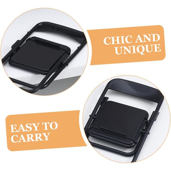 Set 5 Mini Sedie Pieghevoli Nero Micro Paesaggio Supporto Telefono Decorativo