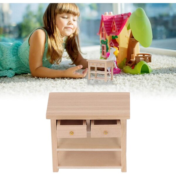 Mini armadio bagno in legno di betulla per case delle bambole 1:12 vintage e multifunzionale