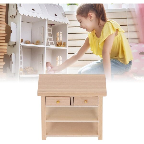 Mini armadio bagno in legno di betulla per case delle bambole 1:12 vintage e multifunzionale