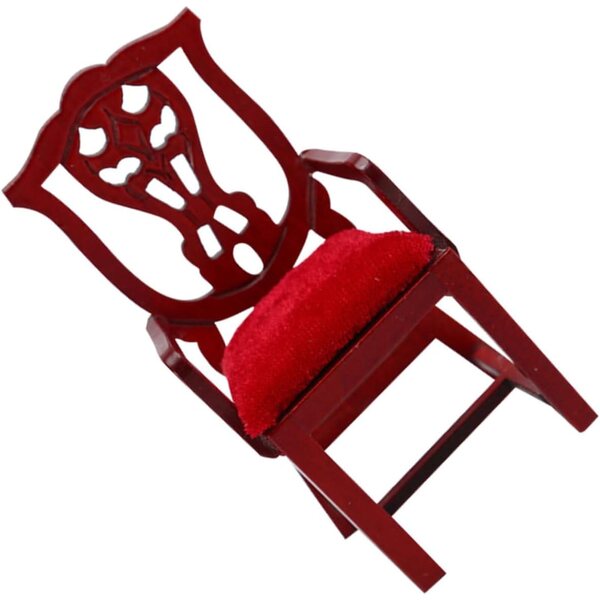 Alasum Mini Sedia in Legno Rosso Retrò per Casa delle Bambole e Decorazioni DIY