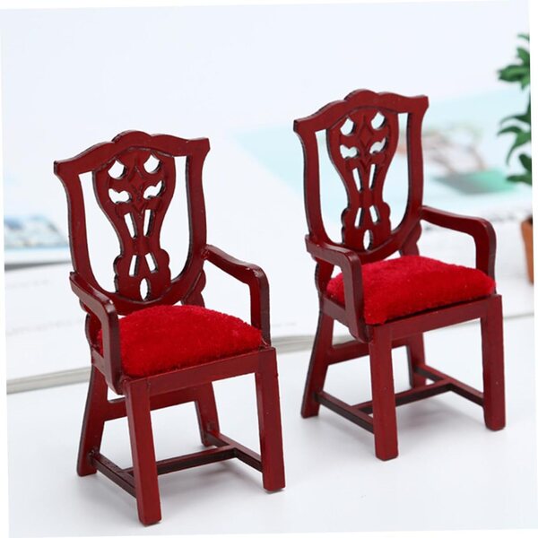 Alasum Mini Sedia in Legno Rosso Retrò per Casa delle Bambole e Decorazioni DIY