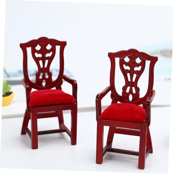 Alasum Mini Sedia in Legno Rosso Retrò per Casa delle Bambole e Decorazioni DIY