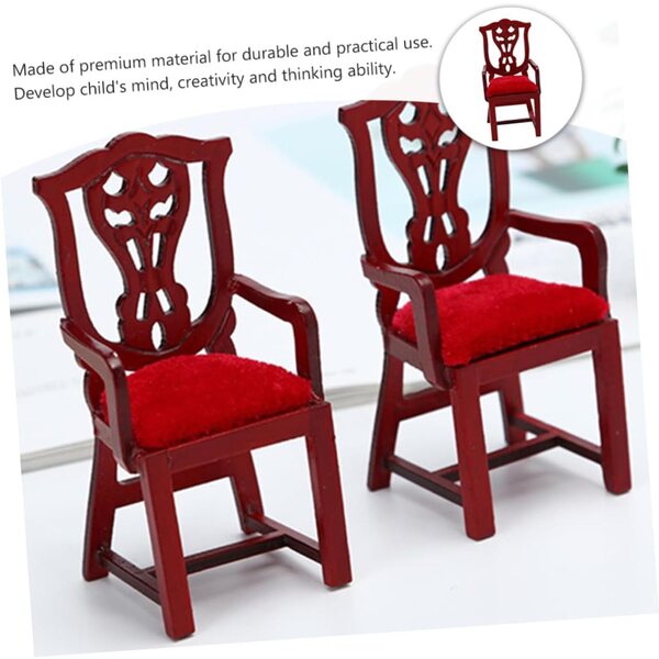 Alasum Mini Sedia in Legno Rosso Retrò per Casa delle Bambole e Decorazioni DIY