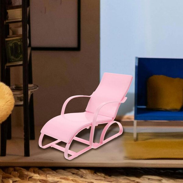 Mini-Liegestuhl für Puppenhaus, rosa, kompakt und realistisch