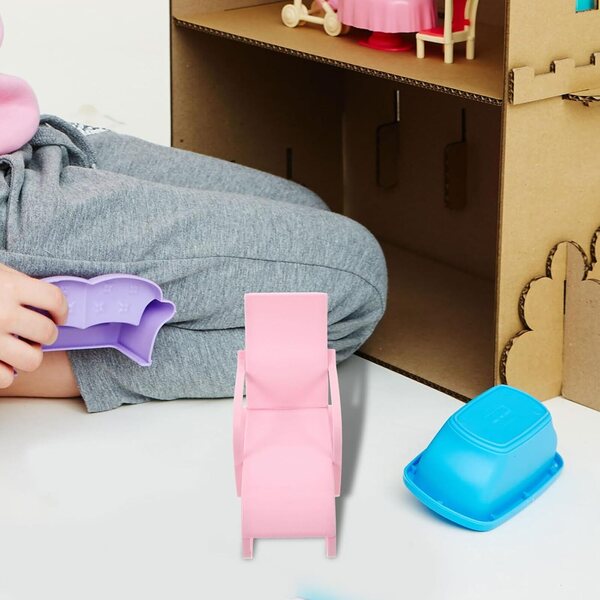 Mini-Liegestuhl für Puppenhaus, rosa, kompakt und realistisch