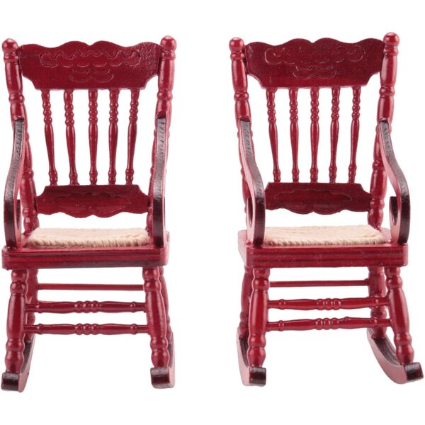 melairo Mini Sedie a Dondolo in Legno Rosso 1:12 - Set 2 Pezzi per Casa delle Bambole