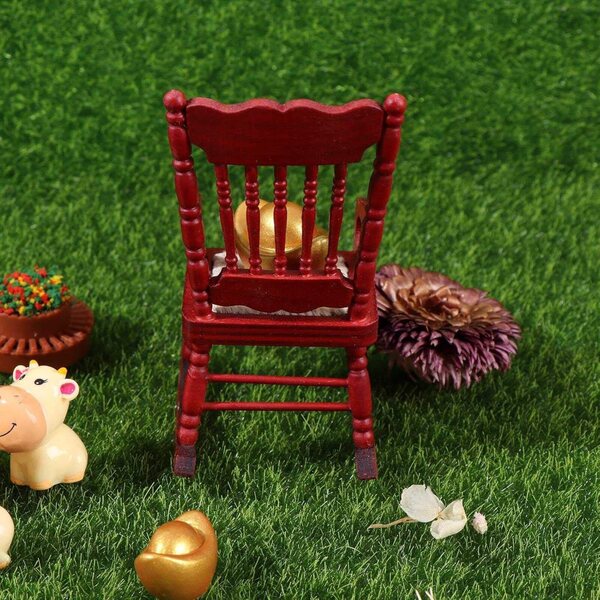 melairo Mini Sedie a Dondolo in Legno Rosso 1:12 - Set 2 Pezzi per Casa delle Bambole