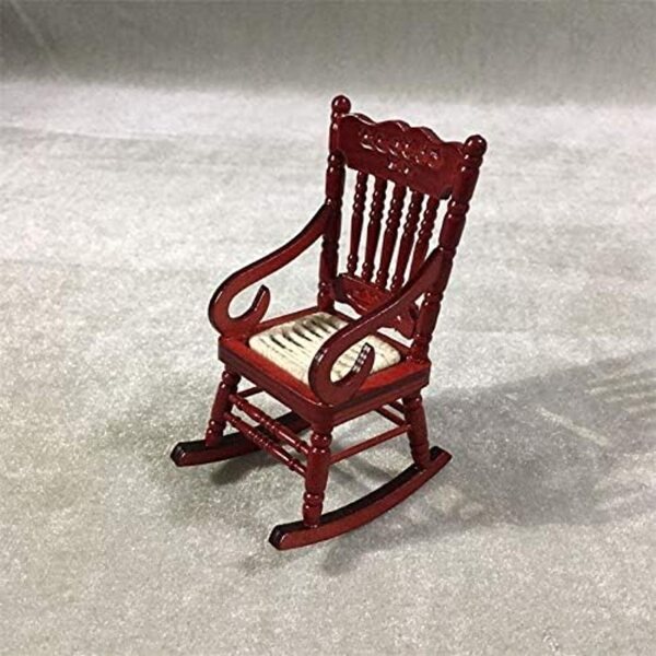 melairo Mini Sedie a Dondolo in Legno Rosso 1:12 - Set 2 Pezzi per Casa delle Bambole