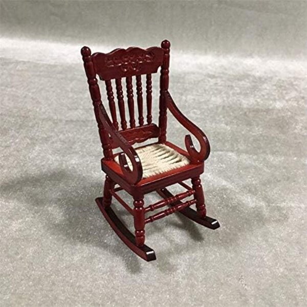 melairo Mini Sedie a Dondolo in Legno Rosso 1:12 - Set 2 Pezzi per Casa delle Bambole