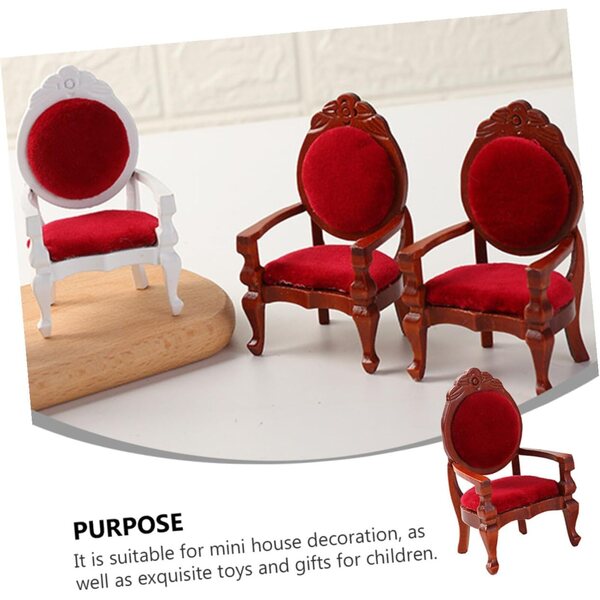 BESPORTBLE Mini Sedia 1:12 Retrò per Casa delle Bambole, Mobilio Decorativo in Legno