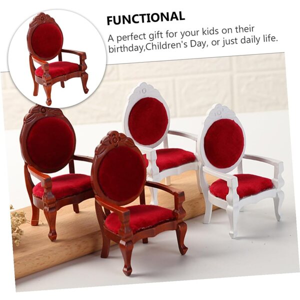BESPORTBLE Mini Sedia 1:12 Retrò per Casa delle Bambole, Mobilio Decorativo in Legno