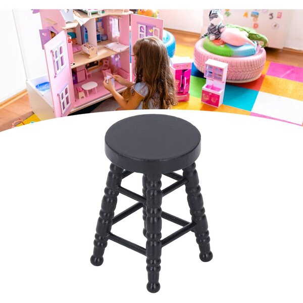 Tabouret Miniatura Casa delle Bambole 1:12 in Legno di Betulla Design Tradizionale