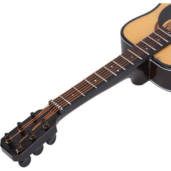 Mini-Gitarrenmodell aus Holz mit Ständer und Box, handgefertigte Dekoration, 20 cm