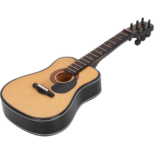 Mini-Gitarrenmodell aus Holz mit Ständer und Box, handgefertigte Dekoration, 20 cm