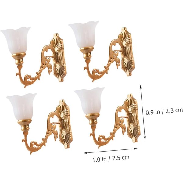 Mikinona 4 Miniatur-Wandlampen für Puppenhäuser mit warmem Licht 1/87