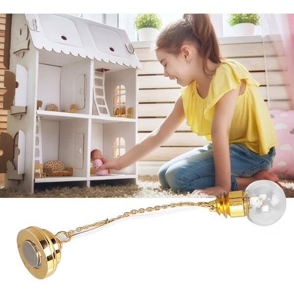Lustre Miniatura per Casa delle Bambole 1:12 in Metallo e Vetro con LED