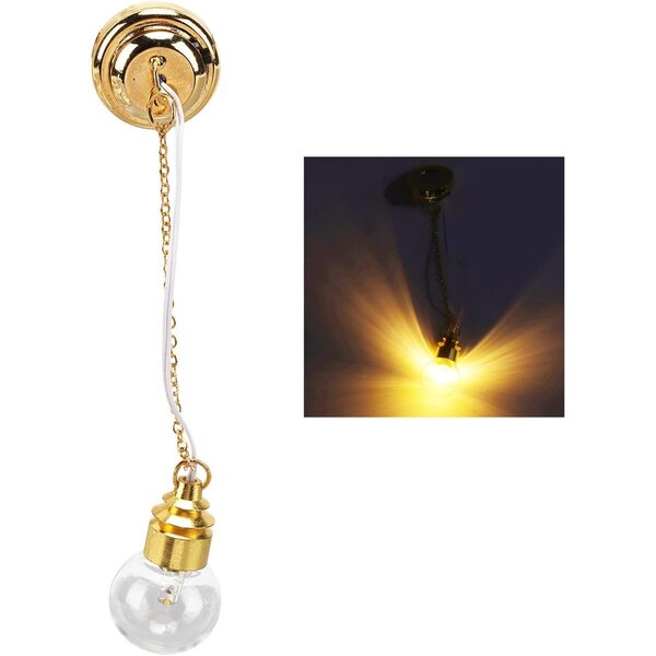 Lustre Miniatura per Casa delle Bambole 1:12 in Metallo e Vetro con LED