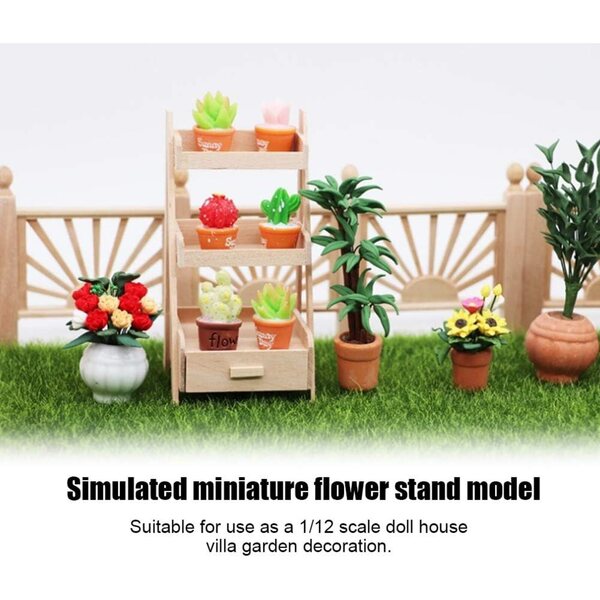 1:12 Blumenständer aus Holz für Puppenhaus – Miniatur-Gartendekoration