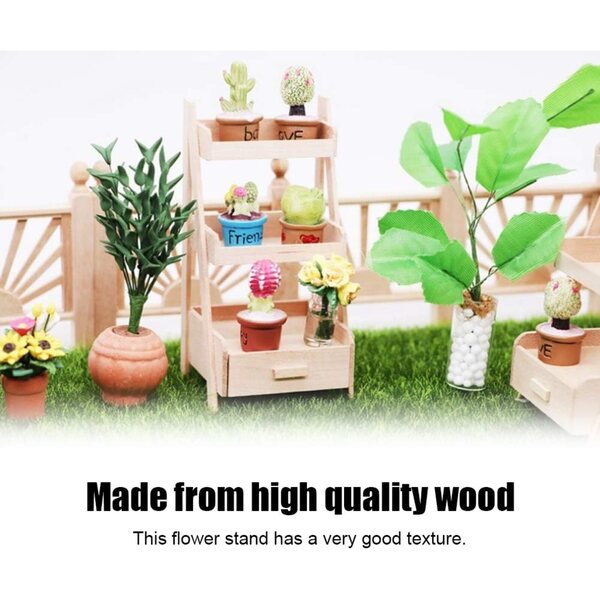 1:12 Blumenständer aus Holz für Puppenhaus – Miniatur-Gartendekoration