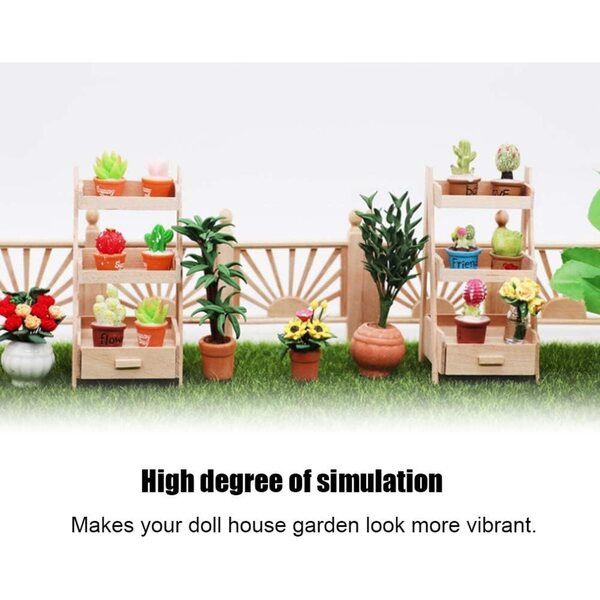 1:12 Blumenständer aus Holz für Puppenhaus – Miniatur-Gartendekoration