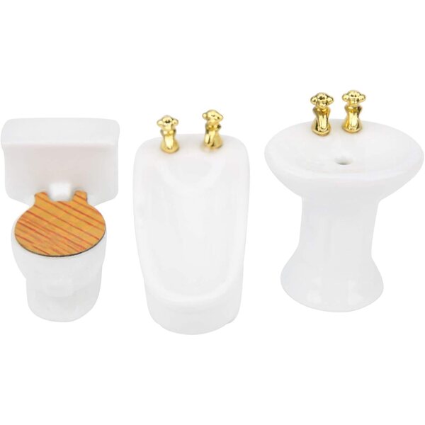 Cosiki Set Bagno Miniatura 1/24 Casa delle Bambole Vasca, WC e Lavandino Ceramica