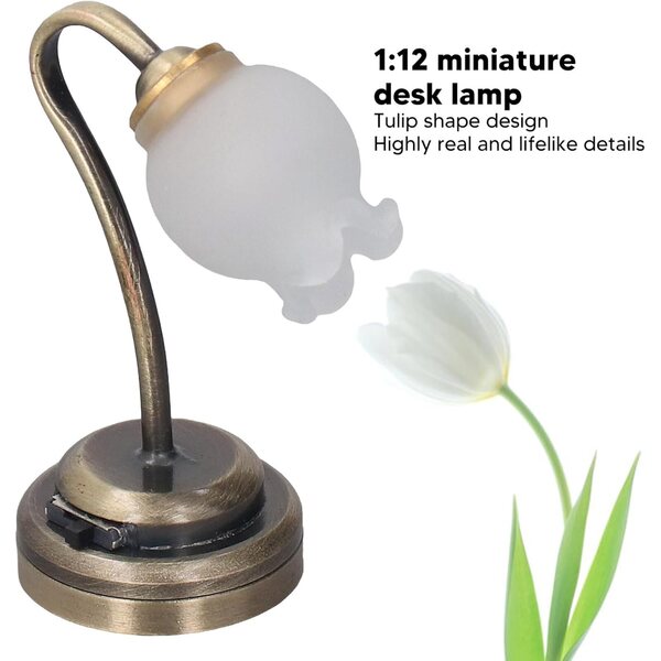 1:12 Miniatur-LED-Lampe in Tulpenform für Puppenhaus – realistische Deko