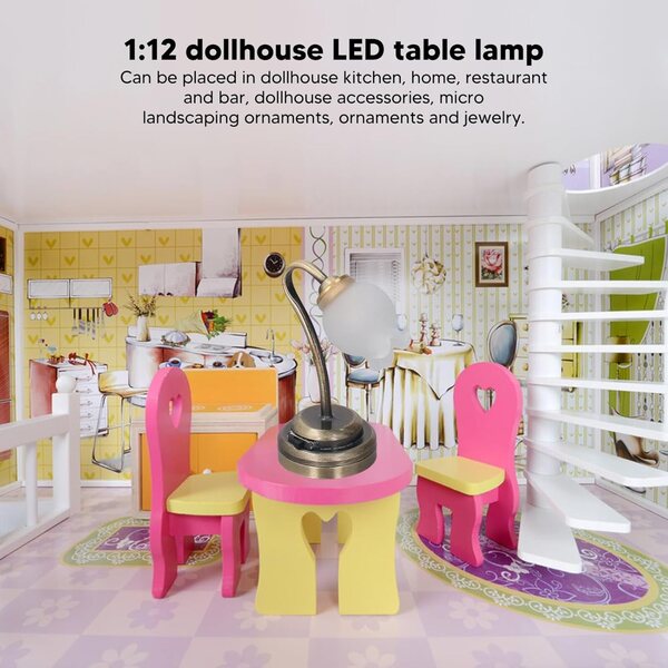 1:12 Miniatur-LED-Lampe in Tulpenform für Puppenhaus – realistische Deko