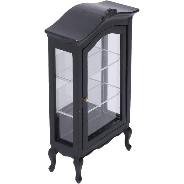 1:12 Puppenhaus-Vitrine mit Spiegel und 3 Regalen aus Birkenholz