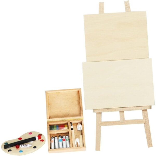 ERINGOGO Set 12 Miniature Tavola da Pittura e Pigmenti per Casa delle Bambole in Legno