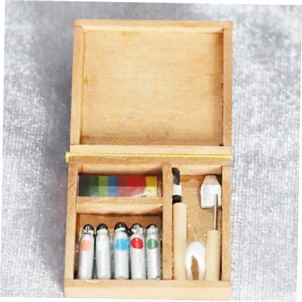 ERINGOGO Set 12 Miniature Tavola da Pittura e Pigmenti per Casa delle Bambole in Legno