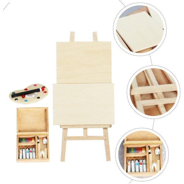 ERINGOGO Set 12 Miniature Tavola da Pittura e Pigmenti per Casa delle Bambole in Legno