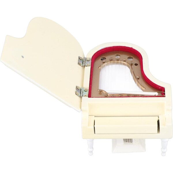 Piano Miniatura in Legno con Banco e Custodia - Modello Decorativo Bianco Kikumi