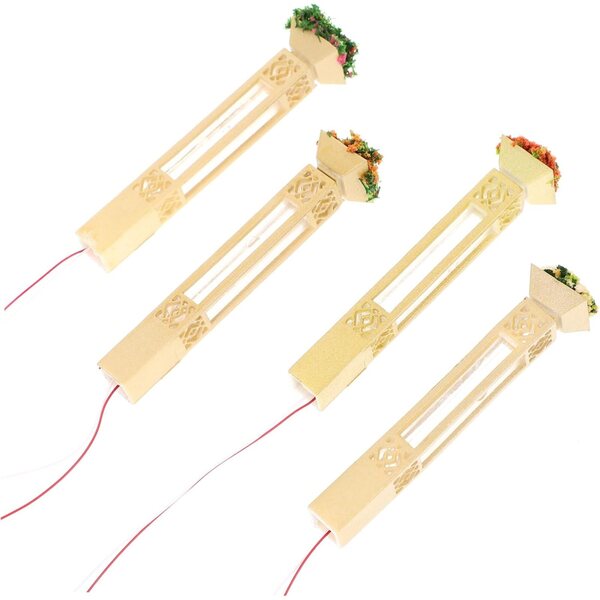 Set 4 Lampade LED Decorative Dorate per Miniature e Tavoli di Sabbia 1.4x7cm