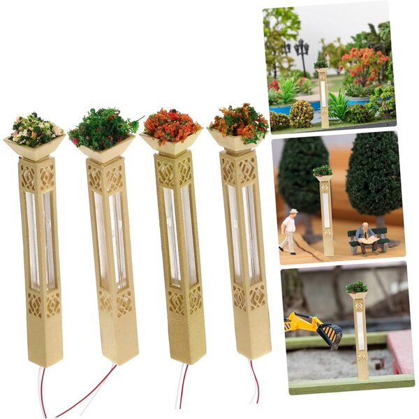 Set 4 Lampade LED Decorative Dorate per Miniature e Tavoli di Sabbia 1.4x7cm