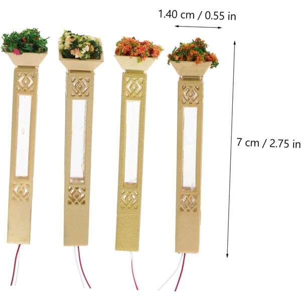 Set 4 Lampade LED Decorative Dorate per Miniature e Tavoli di Sabbia 1.4x7cm