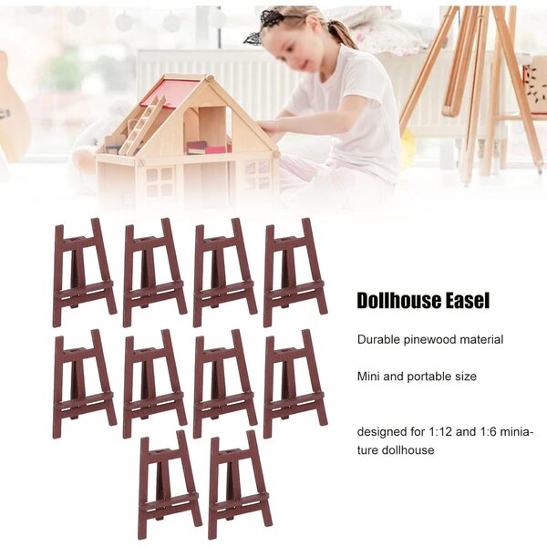 Set mit 10 Mini-Chevalets aus Kiefernholz für Puppenhäuser im Maßstab 1:12 und 1:6